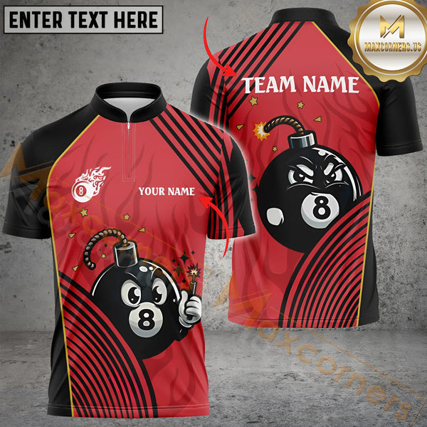 Maxcorners Ball 8 Pool Funny Bomb Billiard Jersey Customized Name, Team Name 3D Polo Shirt