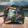 Maxcorners Bowling Funny Shark Graffiti Multicolor Personalized Name 3D Cap