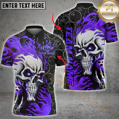 Maxcorners Bowling Flaming Skull Strike Multicolor Customized Name, Team Name 3D Shirts