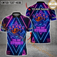 Maxcorners Bowling Neon Cowboy Strike Multicolor Customized Name, Team Name 3D Shirts
