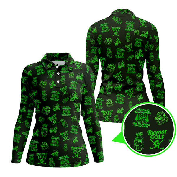 Maxcorners Bigfoot Golf Pattern Polos, Funny Golf Shirts, Golf Gift For Men, Crazy Golf Shirt For Golfers
