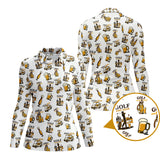 Maxcorners Pattern Golf And Beer Polos, Funny Golf Shirt, Crazy Golf Shirts For Men's