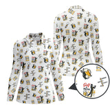 Maxcorners Golf and Beer Pattern Polos For Men, Funny Golf Shirt, Golf Gifts For Golfers