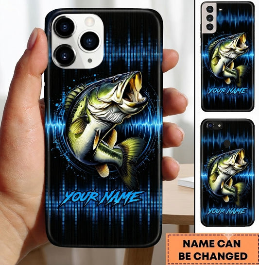 Maxcorners Fishing Phone Case Sound Wave Pattern Custom Name Phone Case