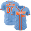Maxcorners Custom Light Blue White Pinstripe Orange Authentic Baseball Jersey LM2605