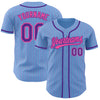 Maxcorners Custom Light Blue Pink Pinstripe Purple Authentic Baseball Jersey LM2605