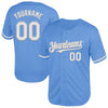 Maxcorners Custom Light Blue White-Gray Mesh Authentic Throwback Baseball Jersey LM2605