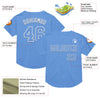 Maxcorners Custom Light Blue White Mesh Authentic Throwback Baseball Jersey LM2605