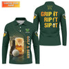 Maxcorners Grip It Rip It Sip It Golf And Beer St Patrick's Day Green Golf Shirts For Men, Golf Gift For Men
