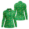 Maxcorners St Patrick's Day Pot Of Gold Leprechaun Hats Irish Flag Women's Golf Tops, Ladies Golf Shirts
