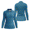 Maxcorners Cartoon Cactus Golfer Blue Golf Shirt, Women’s Golf Polo, Golf Tops For Women, Printed Golf Shirt LM1507