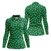 Maxcorners St Patrick's Day Beer Four Leaf Clovers Gold Pots Green Golf Shirt, Women's Golf Tops, Ladies Golf Polos
