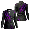 Maxcorners Purple Claw Marks Hawaiian Golf Shirt, Scratch Print Women's Golf Tops, Ladies Golf Shirts LM1507