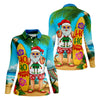 Maxcorners Surfboard Santa Tropical Christmas Golf Shirt, Women's Golf Tops, Hawaiian Golf Shirt LM1507