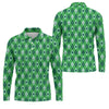 Maxcorners Lucky Four Leaf Clover Golf Ball Pattern Argyle Pattern St Patrick's Day Golf Shirt, Polo Shirts For Men