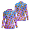 Maxcorners Funny Taco Cat Galaxy Pattern Golf Shirt, Women’s Golf Apparel, Ladies Golf Shirt LM1507
