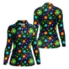 Maxcorners The Star And The Shamrock Rainbow Glitter St Patrick's Golf Shirt, Women's Golf Tops, Ladies Golf Polos