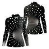 Maxcorners 3D Vortex Golf Shirt, Black White Optical Illusion Tunnel Pattern, Golf Shirt For Women LM1507