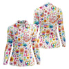 Maxcorners Retro Love Peace Van Floral Hawaiian Golf Shirt, Women’s Golf Tops, Performance Golf Shirt LM1507