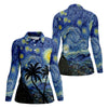 Maxcorners Van Gogh Starry Night Tropical Palm Tree Golf Shirt, Golf Polo For Women, Printed Golf Shirt LM1507