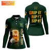 Maxcorners Grip It Rip It Sip It Golf And Beer St Patrick's Day Green Women's Golf Tops Ladies Golf Polos