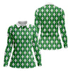 Maxcorners St Patrick's Day Shamrock Argyle Pattern Green And White Argyle Golf Shirt, Women's Golf Tops, Ladies Golf Polos