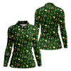 Maxcorners St Patrick's Day Leprechaun Golf Pose Irish Flags Shamrock Golf Shirt, Women's Golf Shirts, Ladies Golf Polos