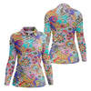 Maxcorners Vibrant Paisley Floral Patchwork Golf Polo Shirt, Ladies Golf Shirt, Golf Tops For Women LM1507