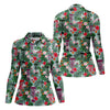 Maxcorners Tropical Disc Golf Basket Floral Polo Shirt, Golf Shirts For Women, Women’s Golf Polo LM1507