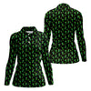 Maxcorners Neon Green Cocktails Three Leaf Clover St Patrick's Day Golf Shirt, Women's Golf Tops, Ladies Golf Shirts