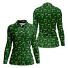 Maxcorners St Patrick's Day Leprechaun Character Golf And Beer Green Golf Shirt, Fun Women's Golf Shirts, Ladies Golf Polos