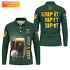 Maxcorners Grip It Rip It Sip It Golf And Beer St Patrick's Day Green Golf Tops For Men, Golf Shirts For Men