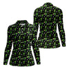 Maxcorners Three Leaf Clover Golf And Beer St Patrick's Day Black Golf Shirt, Women's Golf Shirts, Ladies Golf Polos
