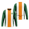 Maxcorners Green Orange White Vertical Stripes St Patrick's Day Golf Shirt, Polo Shirts For Men, Golf Shirts For Men