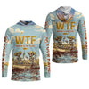 Maxcorners Personalized WTF Where’s The Fish Fishing Shirt, Funny Skeleton Fishermen Boat, Custom Name