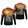 Maxcorners Jesus Is My Savior Fishing Is My Therapy Shirt, Custom Name Fishing Shirt, Fishing UPF Shirts, Funny Fishing Shirt