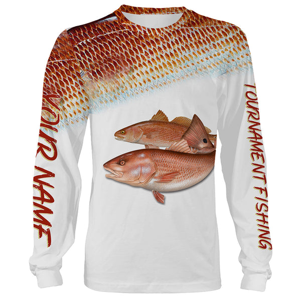 Maxcorners Personalized Red Fish Puppy Drum Tournament Fishing 3D Shirts