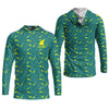 Maxcorners Green And Yellow Shark Pattern Performance Fishing Shirts, SPF Shirt For Men, Fishing Gifts For Men