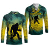 Maxcorners Gone Squatchin And Catching Yellow Forest Bigfoot Fishing UPF Shirts, Funny Fishing Shirt, Fishing Gifts For Men