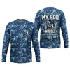 Maxcorners I Just Hold My Rod Wiggle My Worm And Bam! She's On It Funny Fishing Shirt, SPF Shirt For Men, Gift For Fisherman