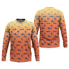 Maxcorners Swordfish Pattern Orange Fishing Shirt, Cute Fishing Outfits, SPF Shirt For Men, Men's Fishing Shirt