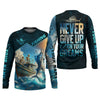 Maxcorners Never Give Up On Your Dreams Funny Skeleton Fishing UPF Shirts, Fishing Gifts For Men, Men's Fishing Shirt