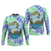 Maxcorners Bear Fishing Green And Purple Cool Tie Dye Patterns Fishing UPF Shirts, Fishing Gifts For Men, Men's Fishing Shirt