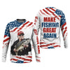 Maxcorners Make Fishing Great Again Patriotic Fishing Shirt, Red White Blue Fishing UPF Shirts, Men's Fishing Shirt