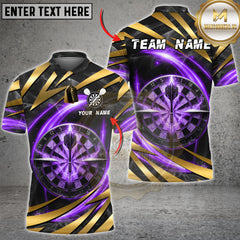 Maxcorners Dart Jersey Golden Cosmic Energy Neon Swirl Design Multioptions Personalized Name, Team Name Unisex 3D Shirt (4 colors)