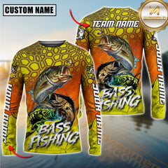 Maxcorners Bass Fishing Blue Wave Dynamic Skinfish Pattern Sport Jersey Personalized Name, Team Name 3D All Over Printed Clothes