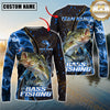 Maxcorners Mahi-Mahi Fishing Blue Flame Smoke Line Premium Style Sport Jersey Personalized Name, Team Name Long Sleeve Shirt (8 Fish Species)