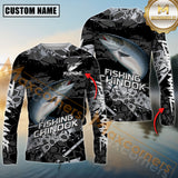 Maxcorners Chinook Fishing Black Scales SkinFish Pattern Sport Jersey Personalized Name, Team Name Long Sleeve Shirt