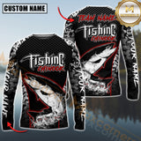 Maxcorners Chinook Fishing Aggressive Red Splash Camo Pattern Sport Jersey Personalized Name, Team Name Long Sleeve Shirt