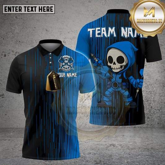 Maxcorners Darts Shirt Hood Skeleton Cartoon Style Crossed Darts Multicolor Options Personalized Name, Team Name 3D Shirt (4 Colors)